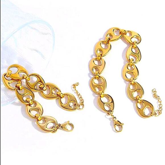 Gold 18K Mariner Pignose Chain Link Bracelet - Picture 8 of 9